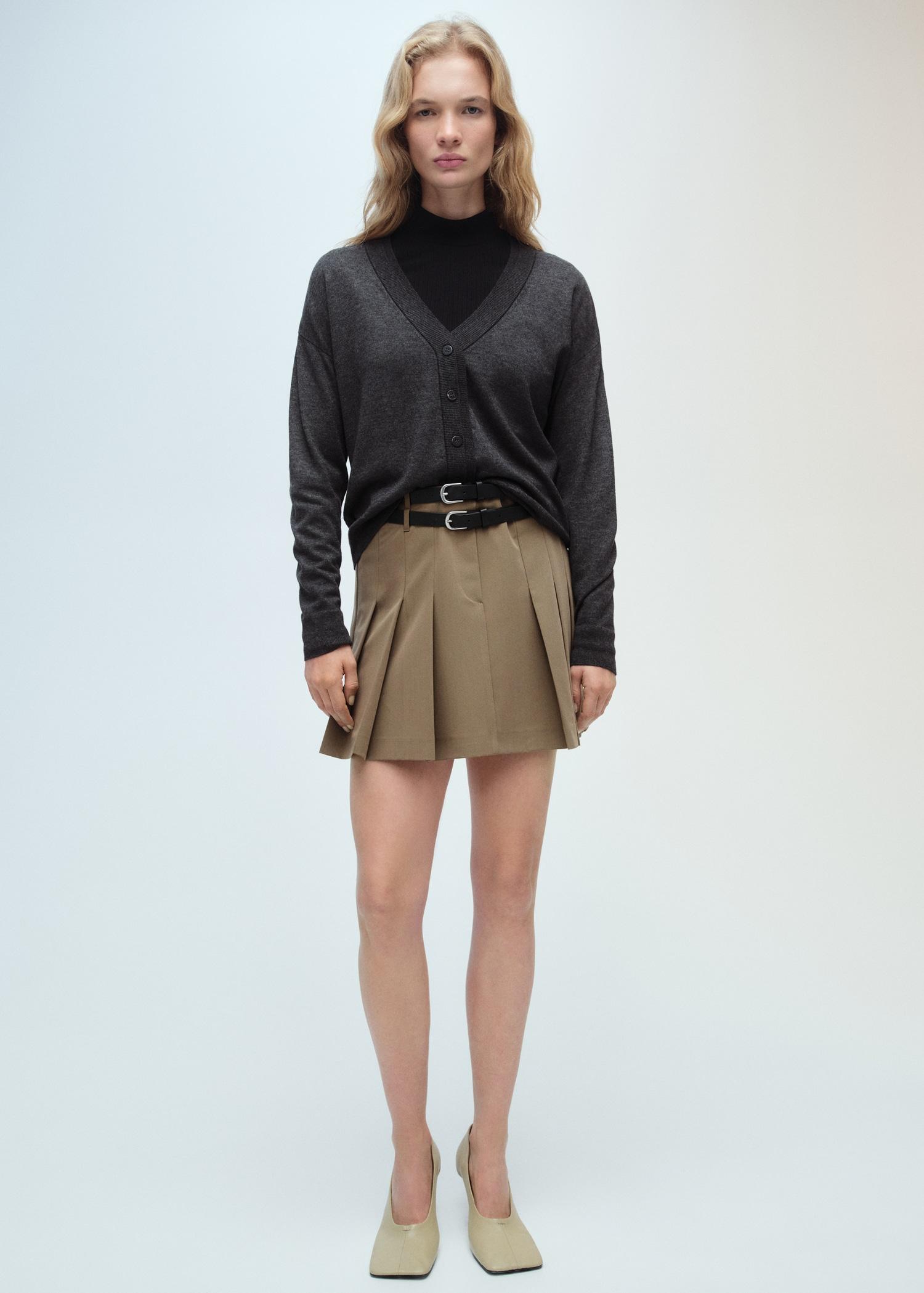 V-neck knitted cardigan - Women | MANGO USA Product Image