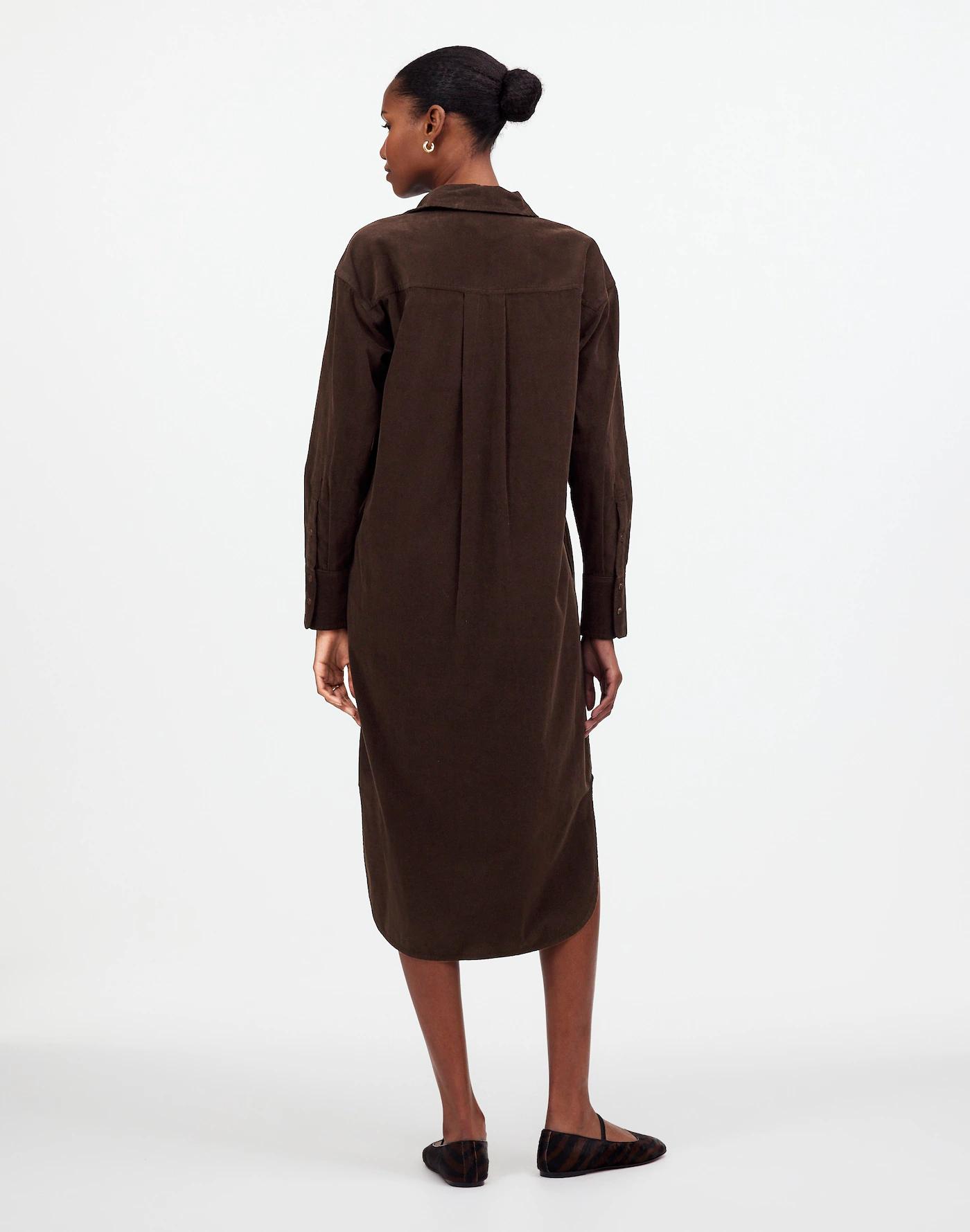 Corduroy Long-Sleeve Midi Shirtdress Product Image