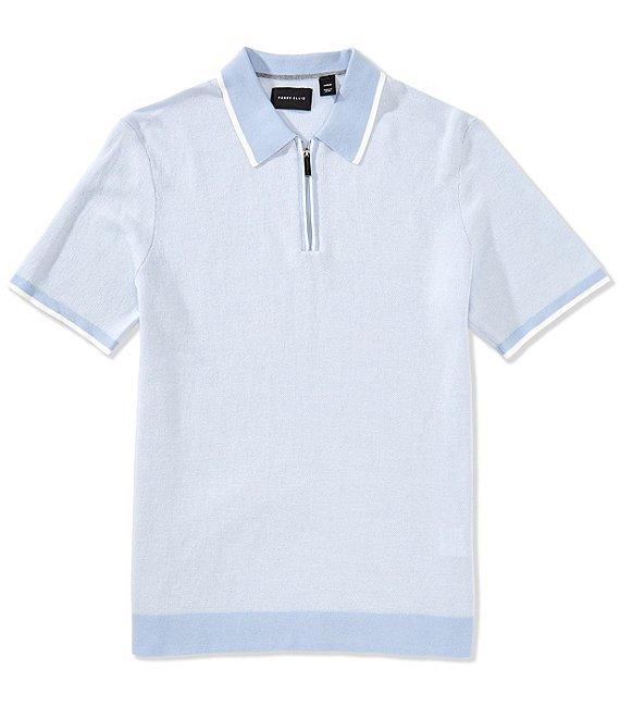 Perry Ellis Quarter-Zip Short Sleeve Polo Shirt Product Image