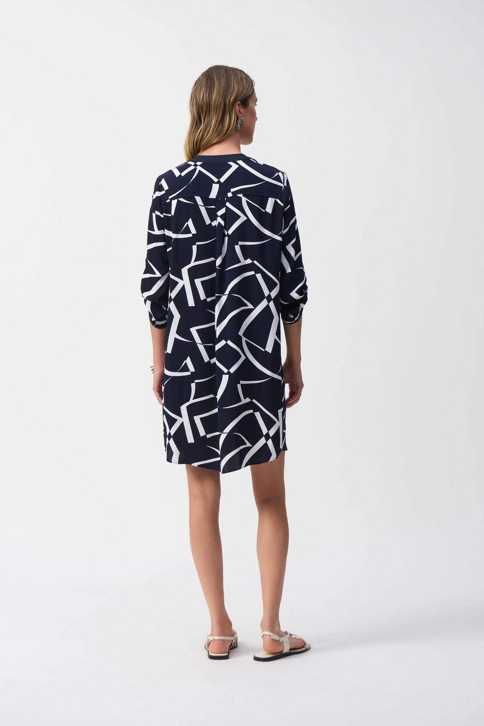 Woven Geometric Print Straight Dress Product Image