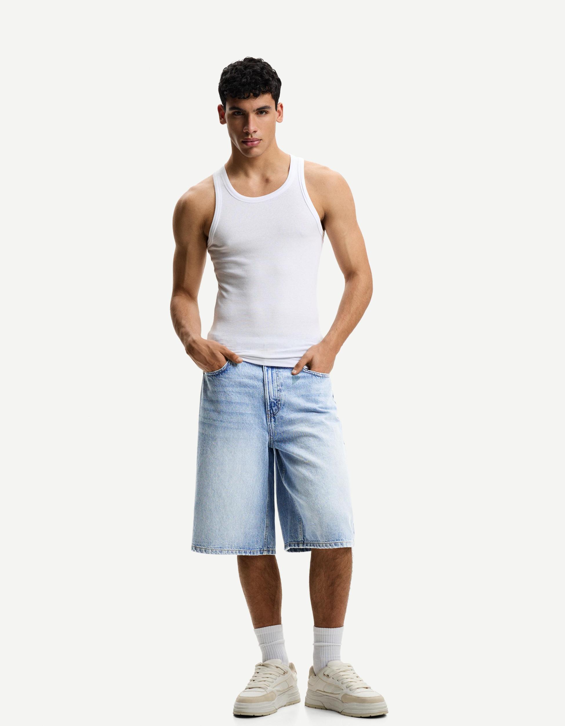 Baggy denim Bermuda shorts Product Image