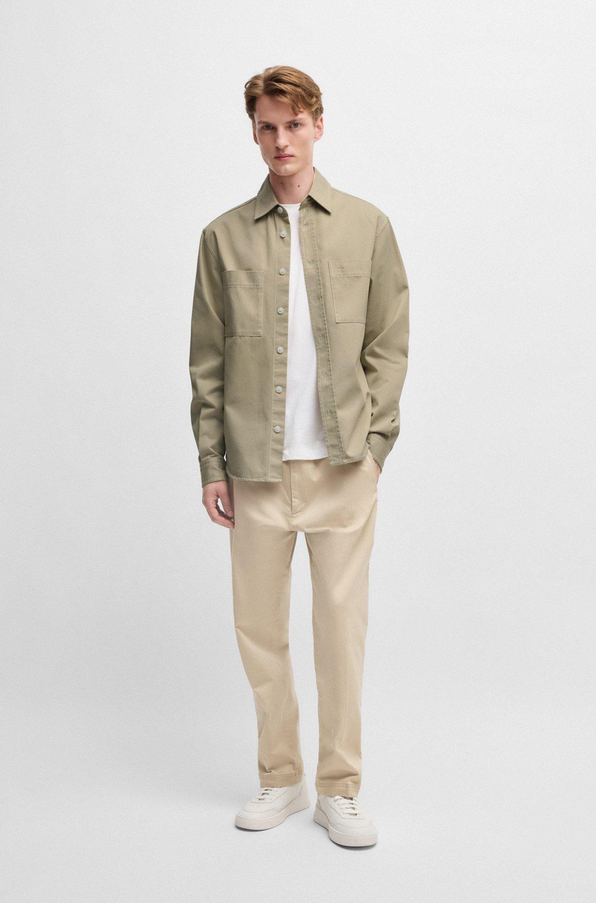 BOSS - Relaxed-fit shirt in cotton twill - Light Beige Product Image