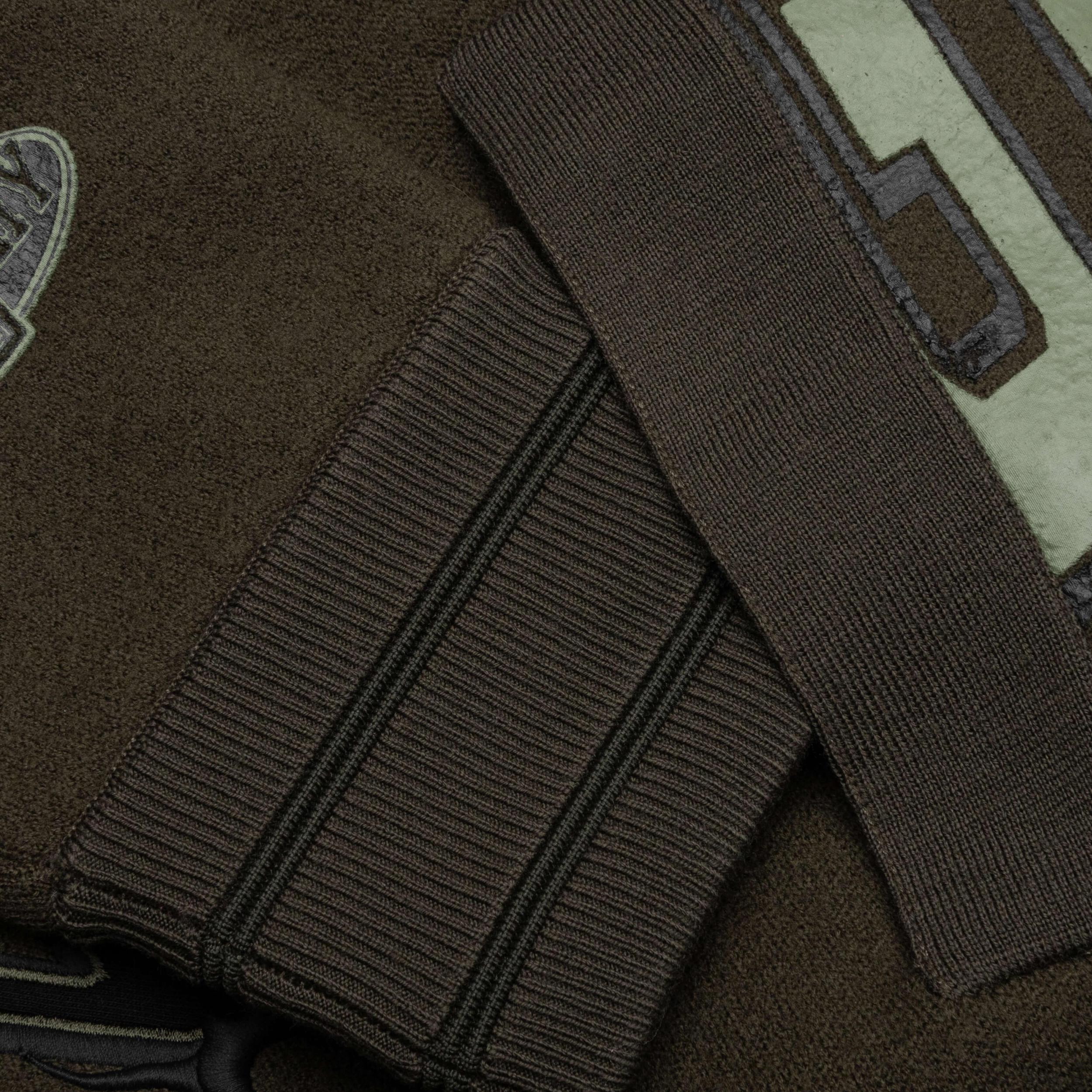 Hooded Varsity Jacket - Military Green Male Product Image