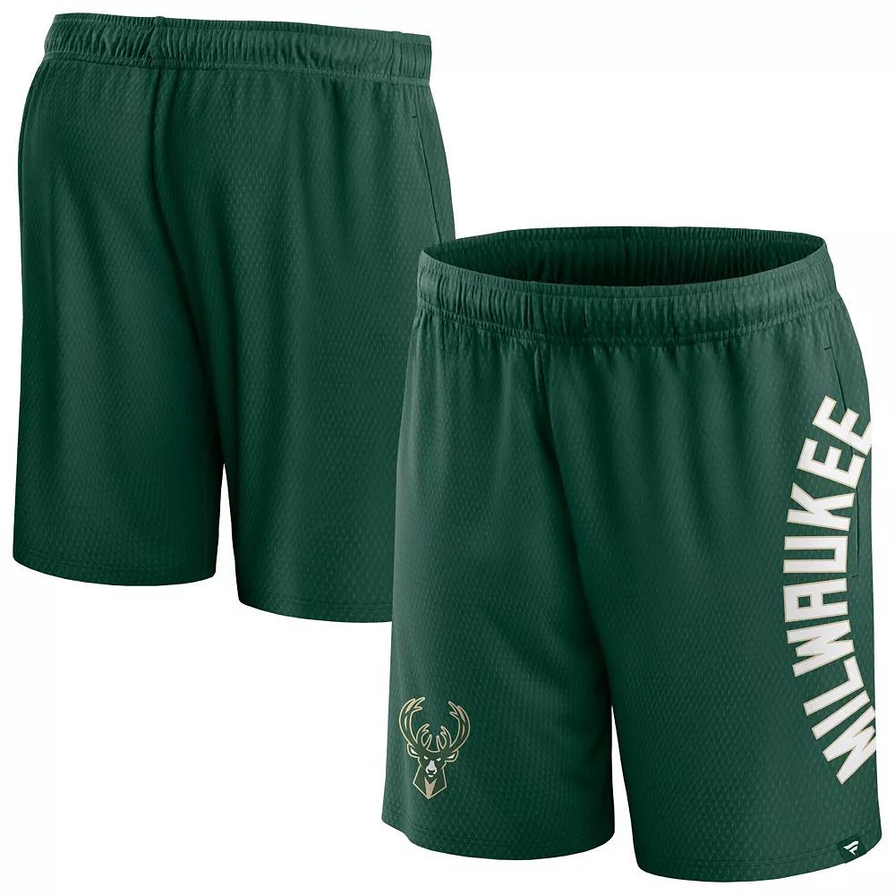 Men's Fanatics Branded Hunter Green Milwaukee Bucks Post Up Mesh Shorts,  Product Image