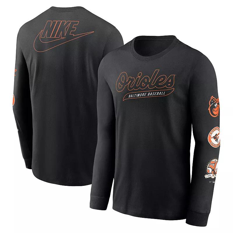 Men's Nike Black Pittsburgh Pirates Cooperstown Collection Knockout Long Sleeve T-Shirt,  Product Image