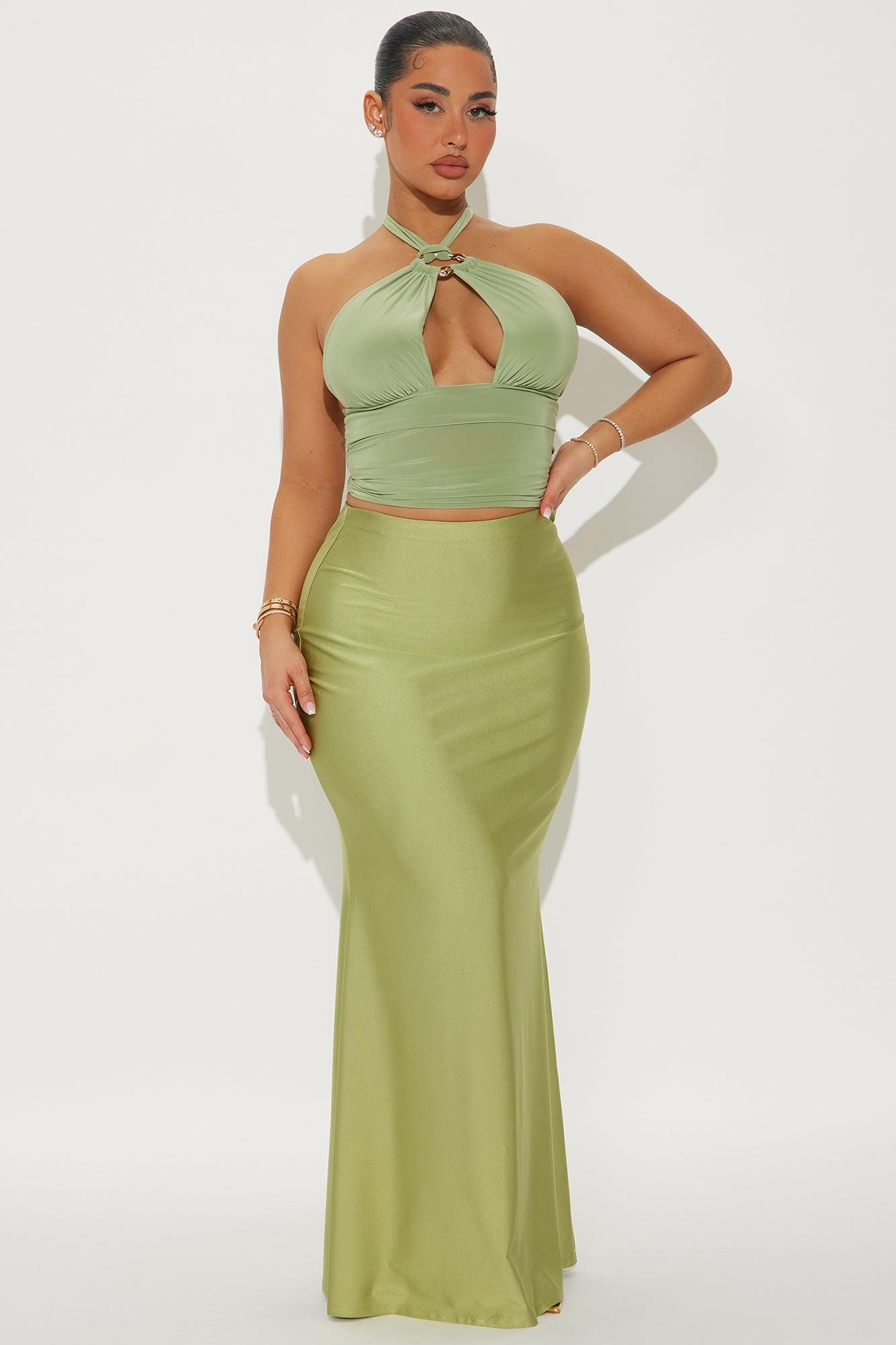 Kiki Mermaid Jersey Maxi Skirt - Sage Product Image