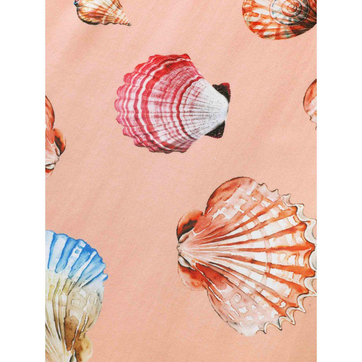 Plus Size Rayon Adjustable Strap Shell Print Midi Dress Lightorange Women Non Sleeveless Curvy BloomChic 12/L Product Image