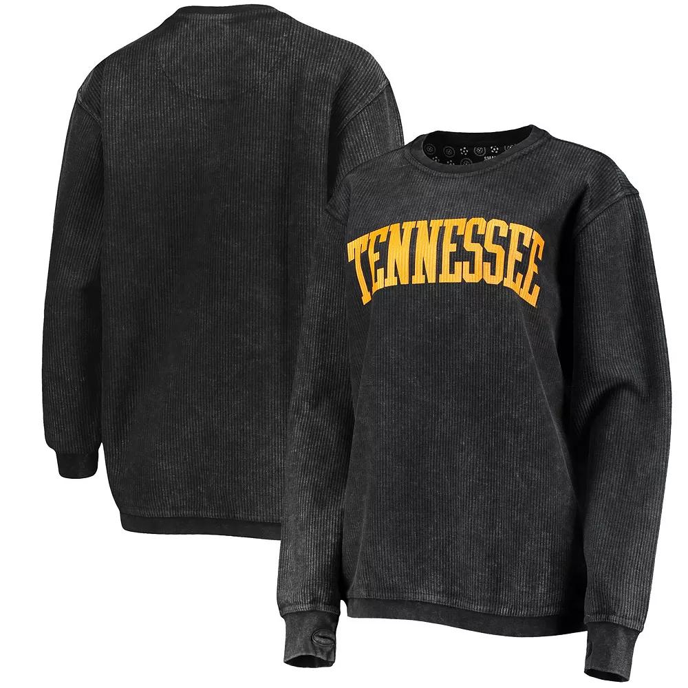 Women's Pressbox Black Tennessee Volunteers Comfy Cord Vintage Wash Basic Arch Pullover Sweatshirt,  Product Image
