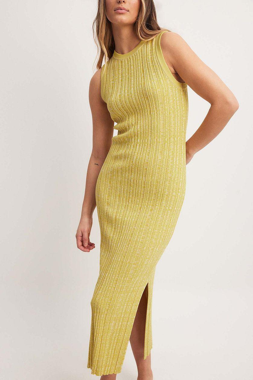 Knitted Ribbed Sleeveless Midi Dress Product Image