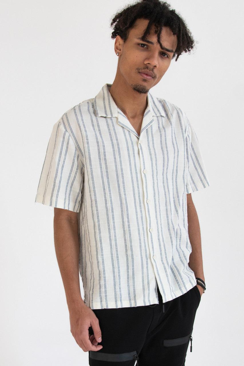 Beachy Textured Stripe Button Up Shirt Product Image
