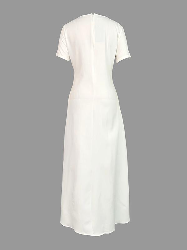 Short Sleeves Flower Print Boat Neck Maxi Dresses Product Image