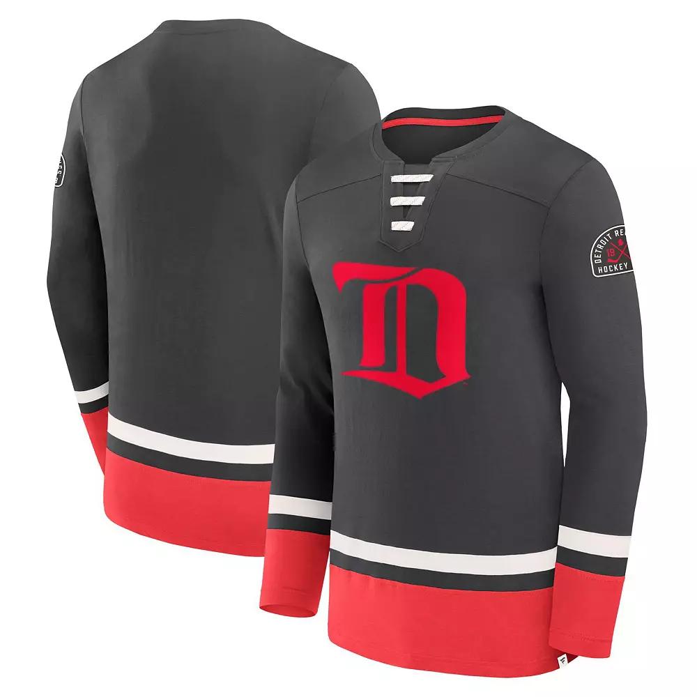 Men's Fanatics  Black Detroit Red Wings Vintage High Point Long Sleeve T-Shirt, Size: XL Product Image
