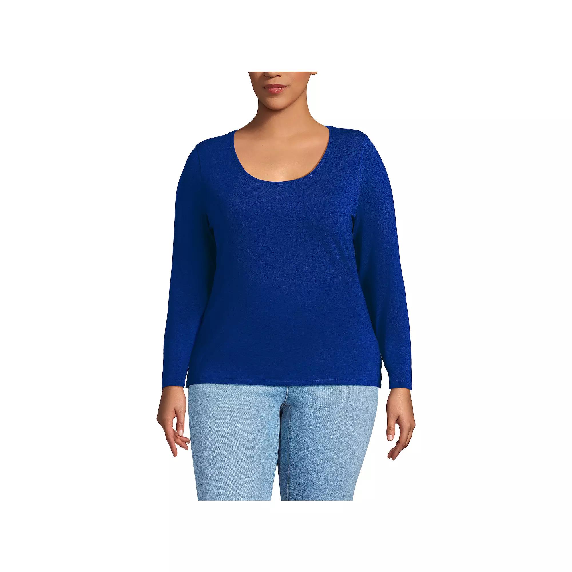 Plus Size Lands' End Lightweight Jersey T-Shirt, Women's, Size: 1XL, Black Product Image