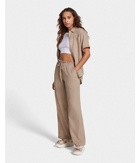 UGG Embrook Cotton Gauze Chest Pocket Button-Front Notch Collar Coordinating Lounge Top Product Image