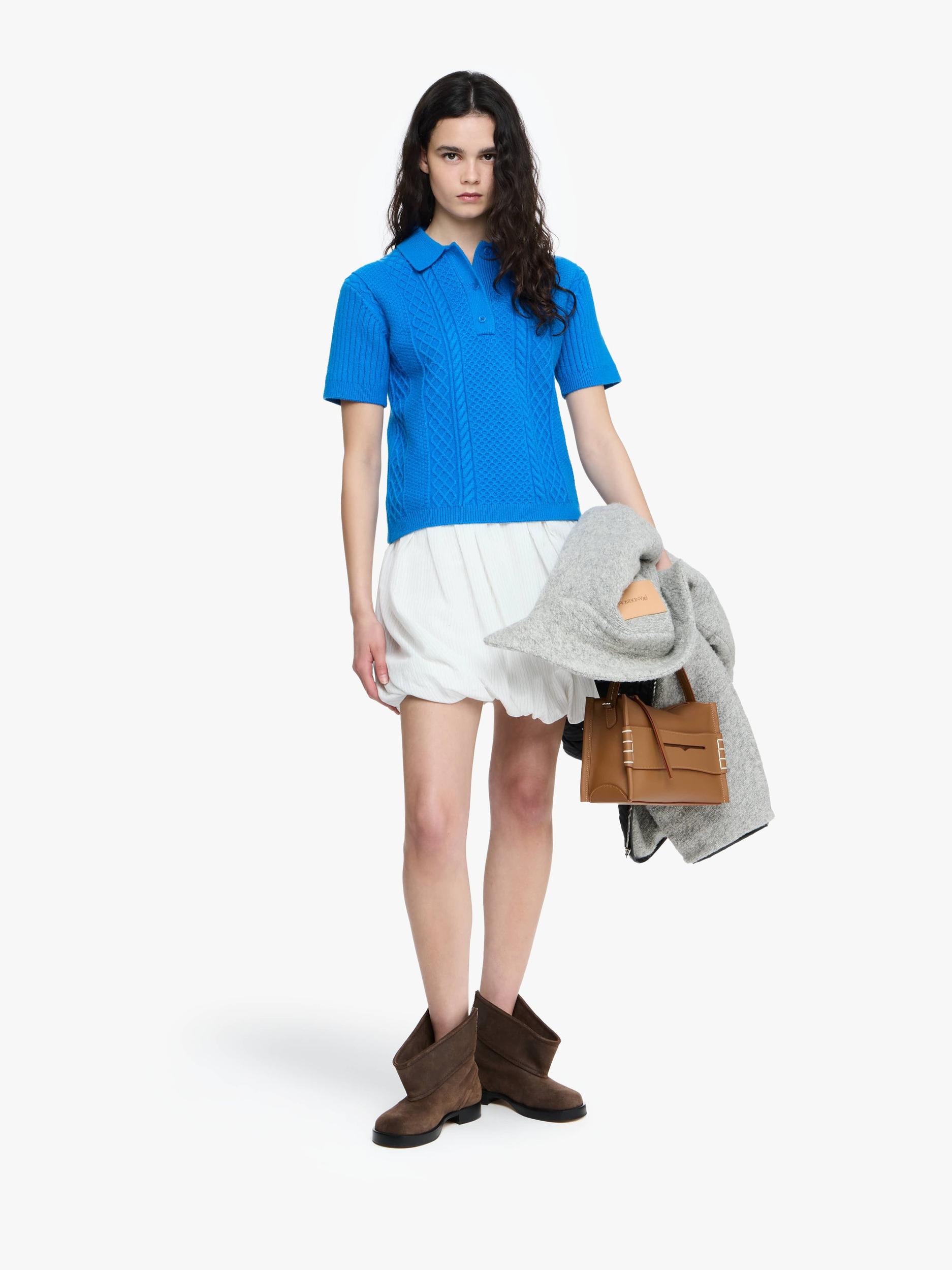 CROPPED CABLE KNIT POLO Product Image