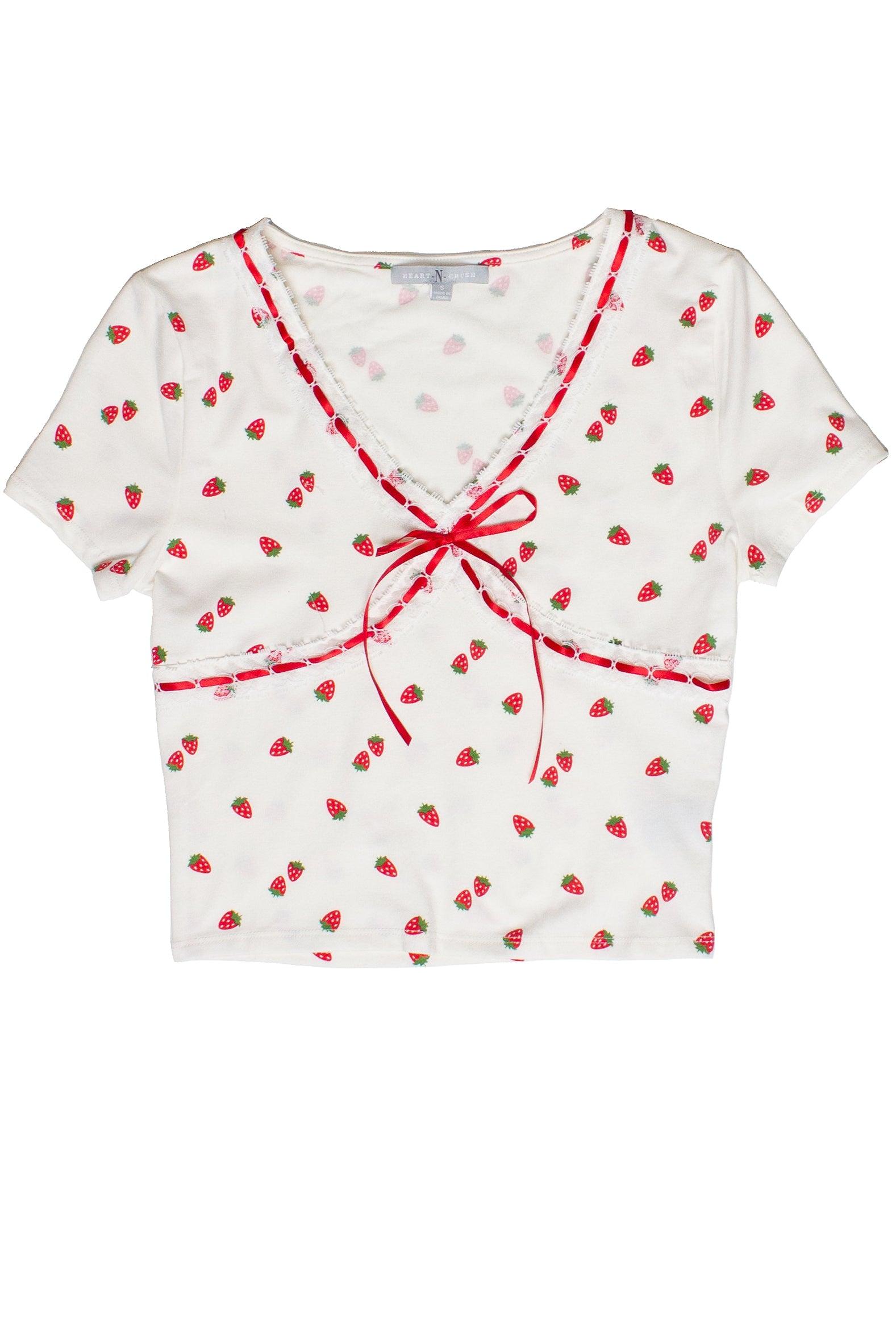 Patterned Ribbon Lace Trim Tee Product Image