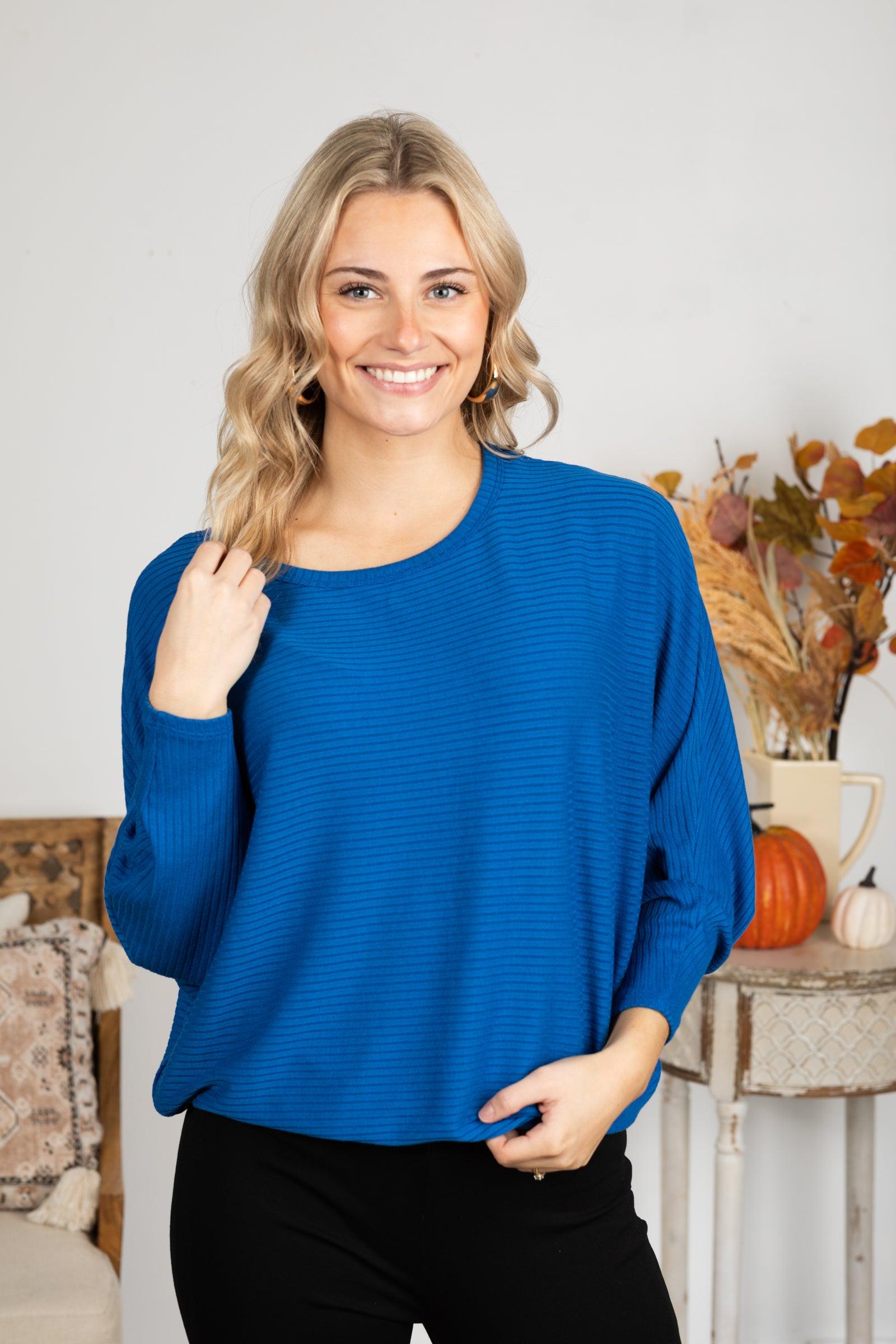 Ribbed Dolman Sleeve Lightweight Sweater Product Image