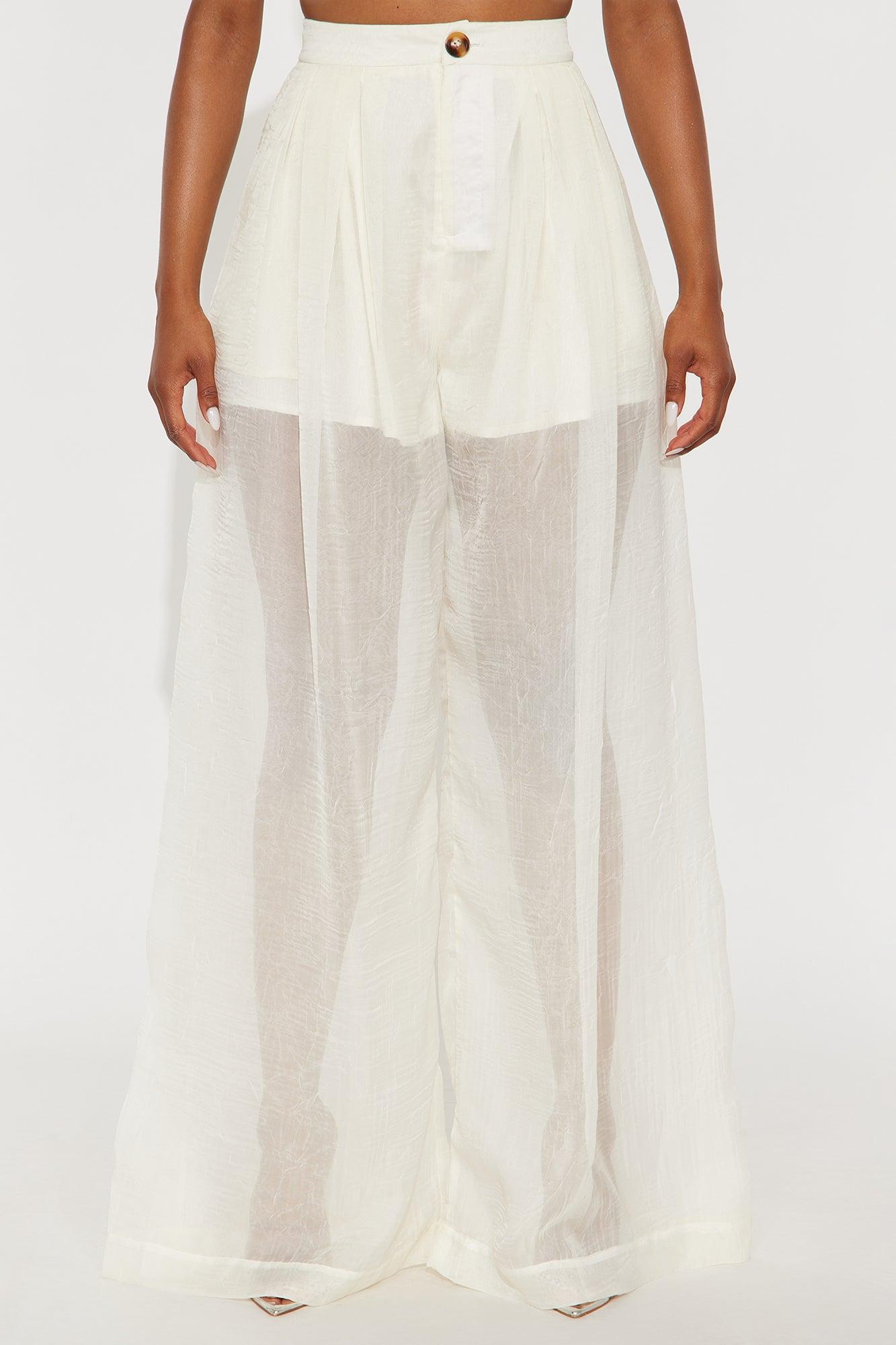 Hollie Wide Leg Organza Pant - Cream Female Product Image