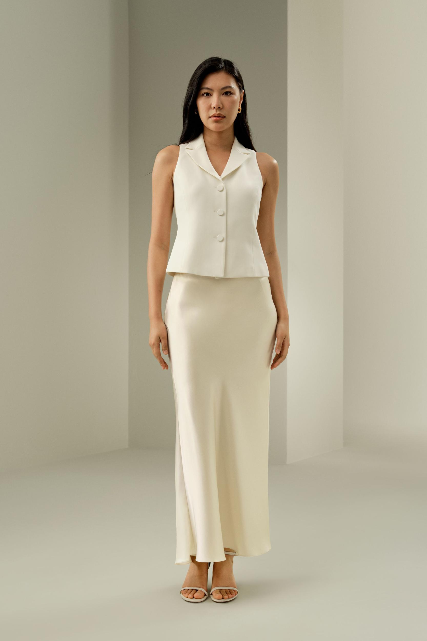 LILYSILK Skirt Silk Long - for Women - Lily White Luxurious Silk Charmeuse - Luxurious Flare Hem Skirt Petite 8 Product Image