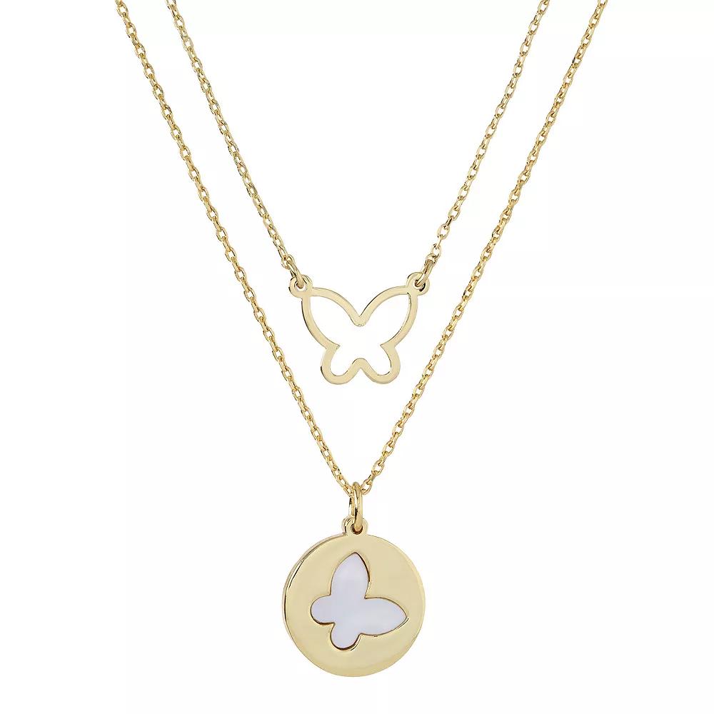 City Luxe Gold Tone Mother Of Pearl Butterfly Necklaces Set, Women's, Size: 18-20" ADJ, Gold Tone Mop Product Image