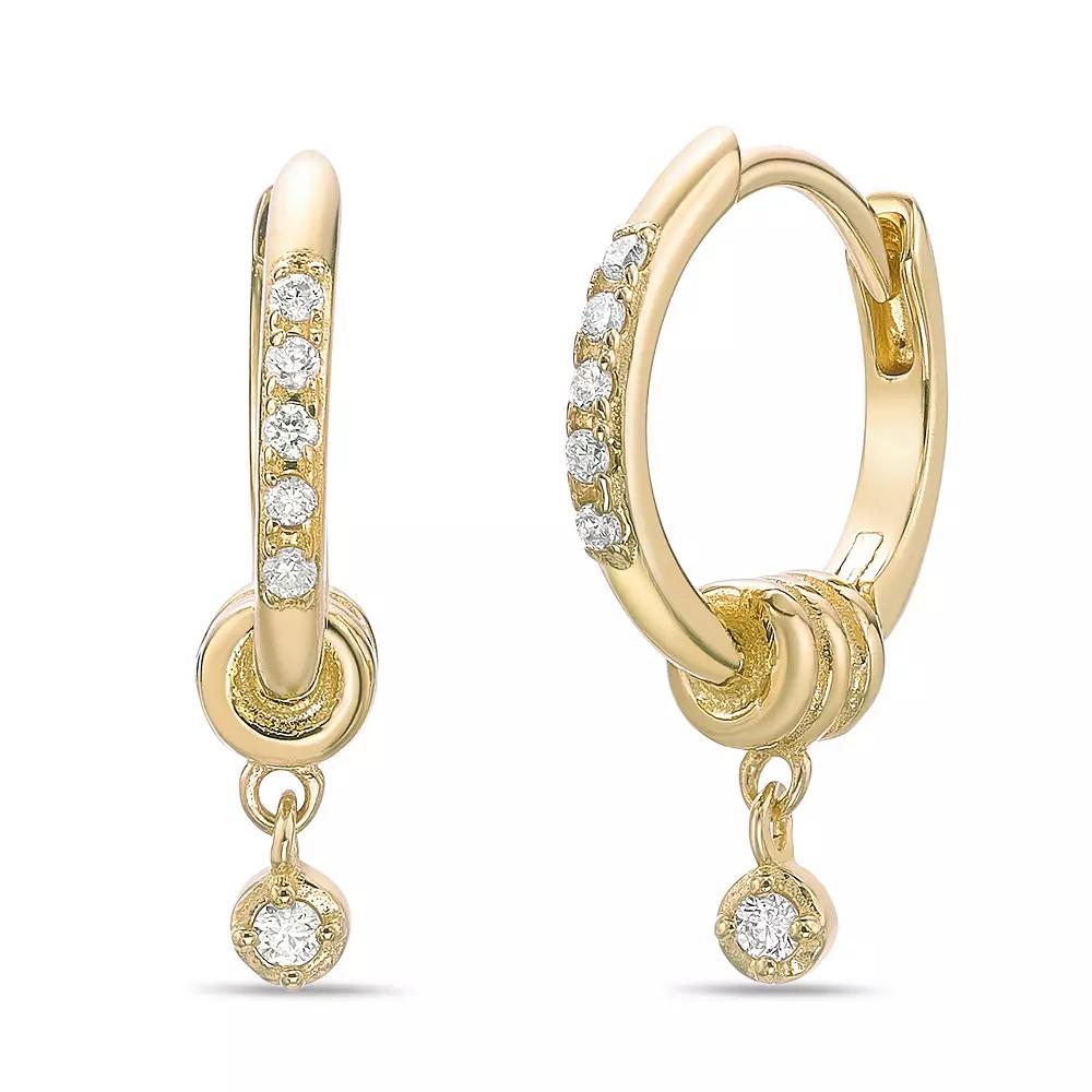 Gemminded 18k Gold Over Silver Lab-Created Diamond Accent Hoop with Pendant Earrings, Women's, Gold Tone Product Image