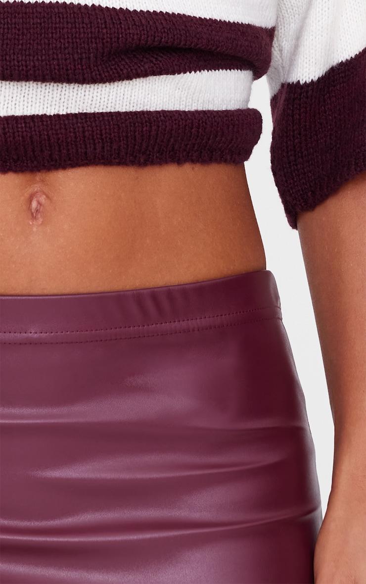 Burgundy Faux Leather Micro Mini Skirt Product Image