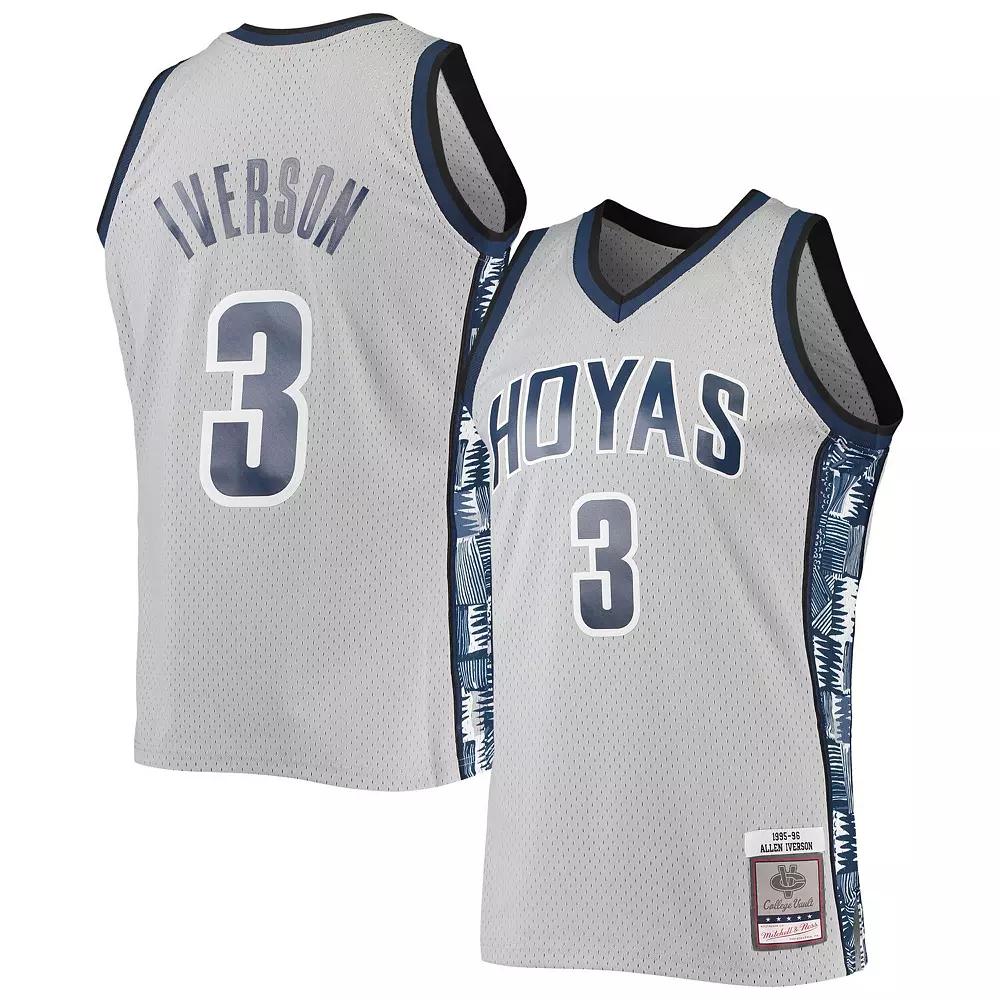 Men's Mitchell & Ness Allen Iverson Gray Georgetown Hoyas 1995-96 Swingman Replica Jersey,  Product Image