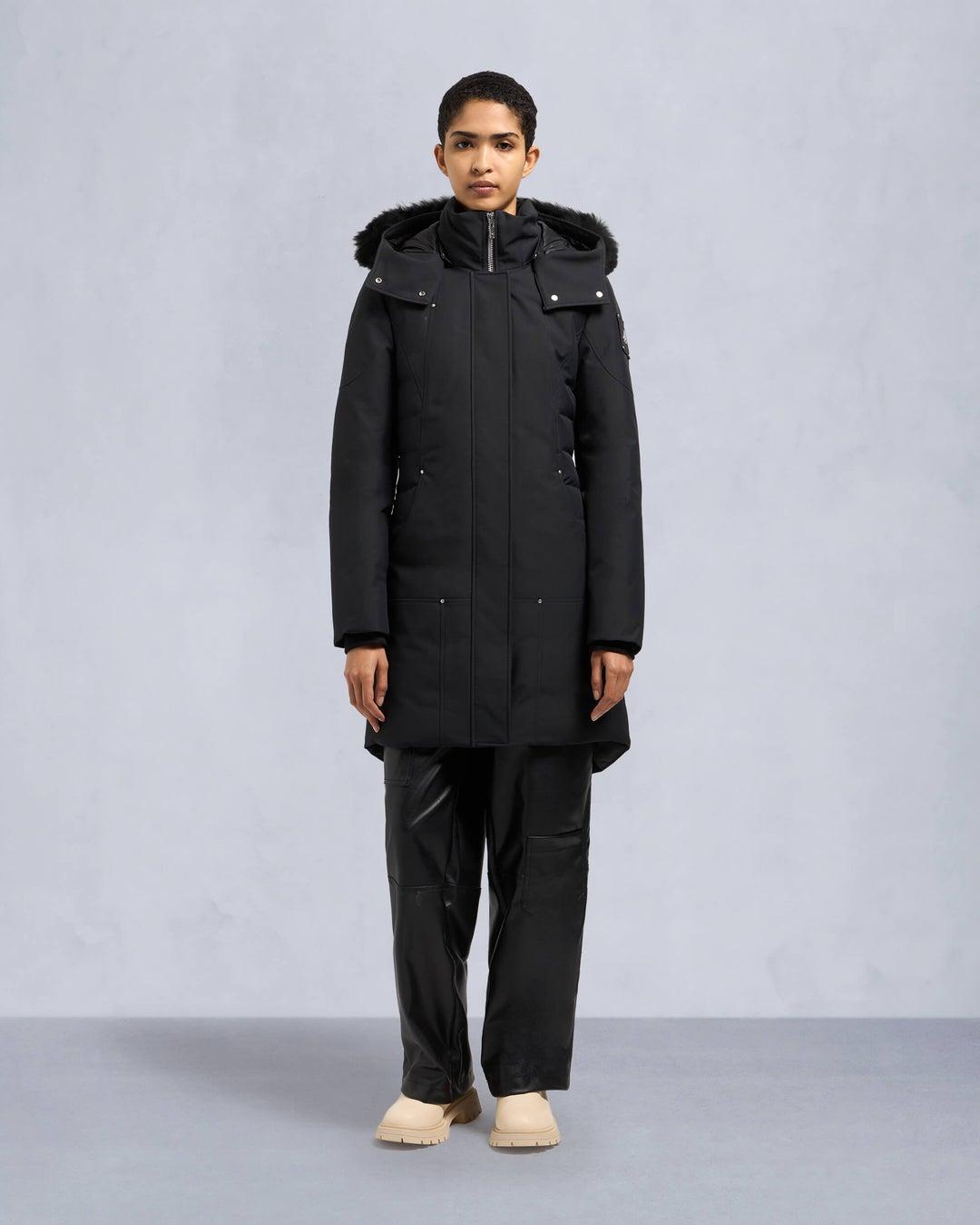 Moose Knuckles Womens Cloud Parka in Black with Black Shearling Product Image