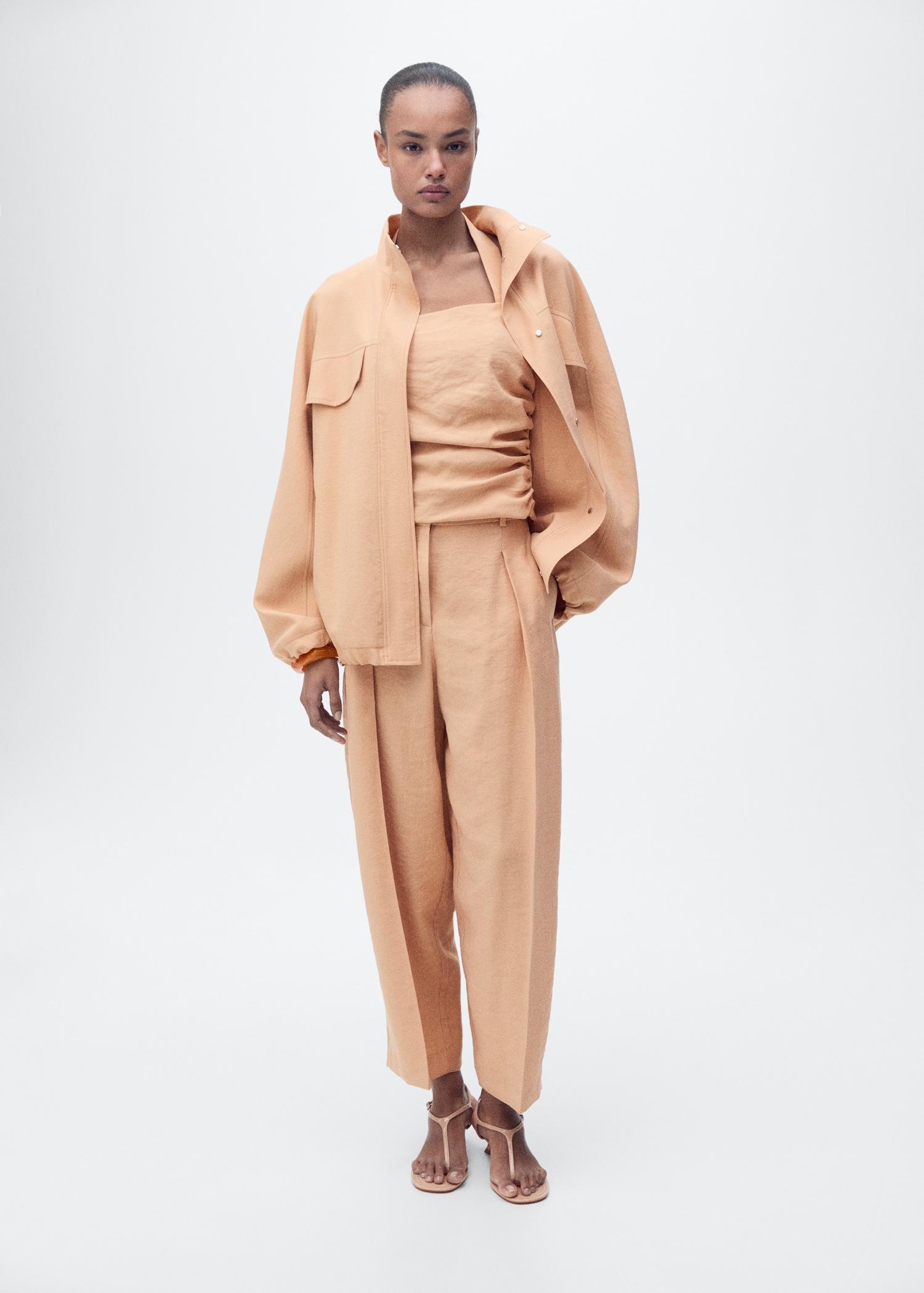 Lyocell top with gathered detail - Women | MANGO USA Product Image