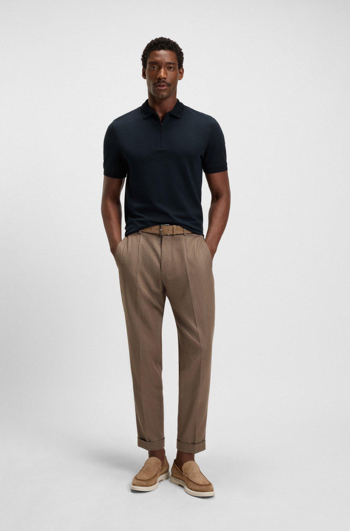 Slim-fit polo shirt in mercerized-cotton jacquard Product Image