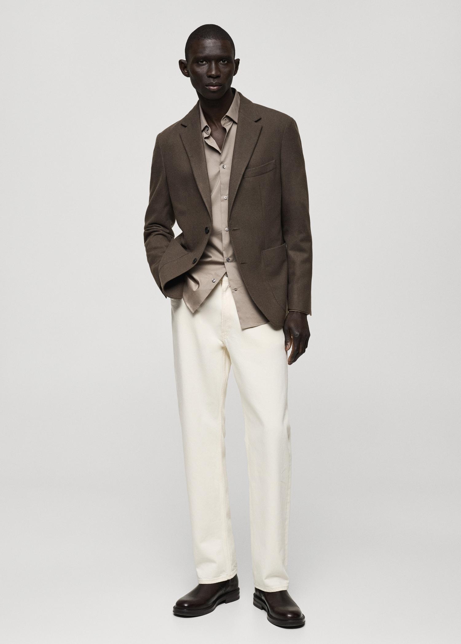 Slim fit wool blend blazer - Men | MANGO USA Product Image