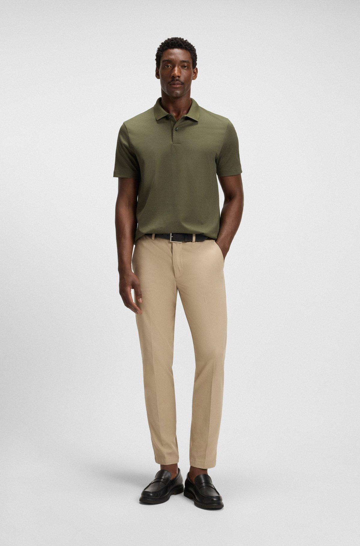 Mercerized-cotton polo shirt with geometric jacquard Product Image