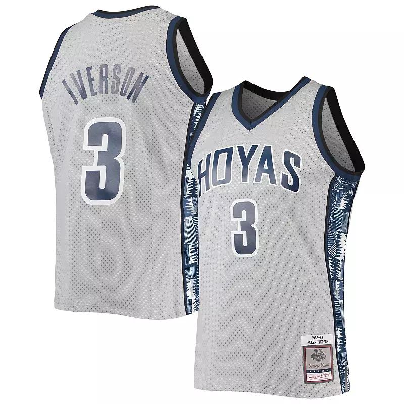 Men's Mitchell & Ness Allen Iverson Gray Georgetown Hoyas 1995-96 Swingman Replica Jersey,  Product Image