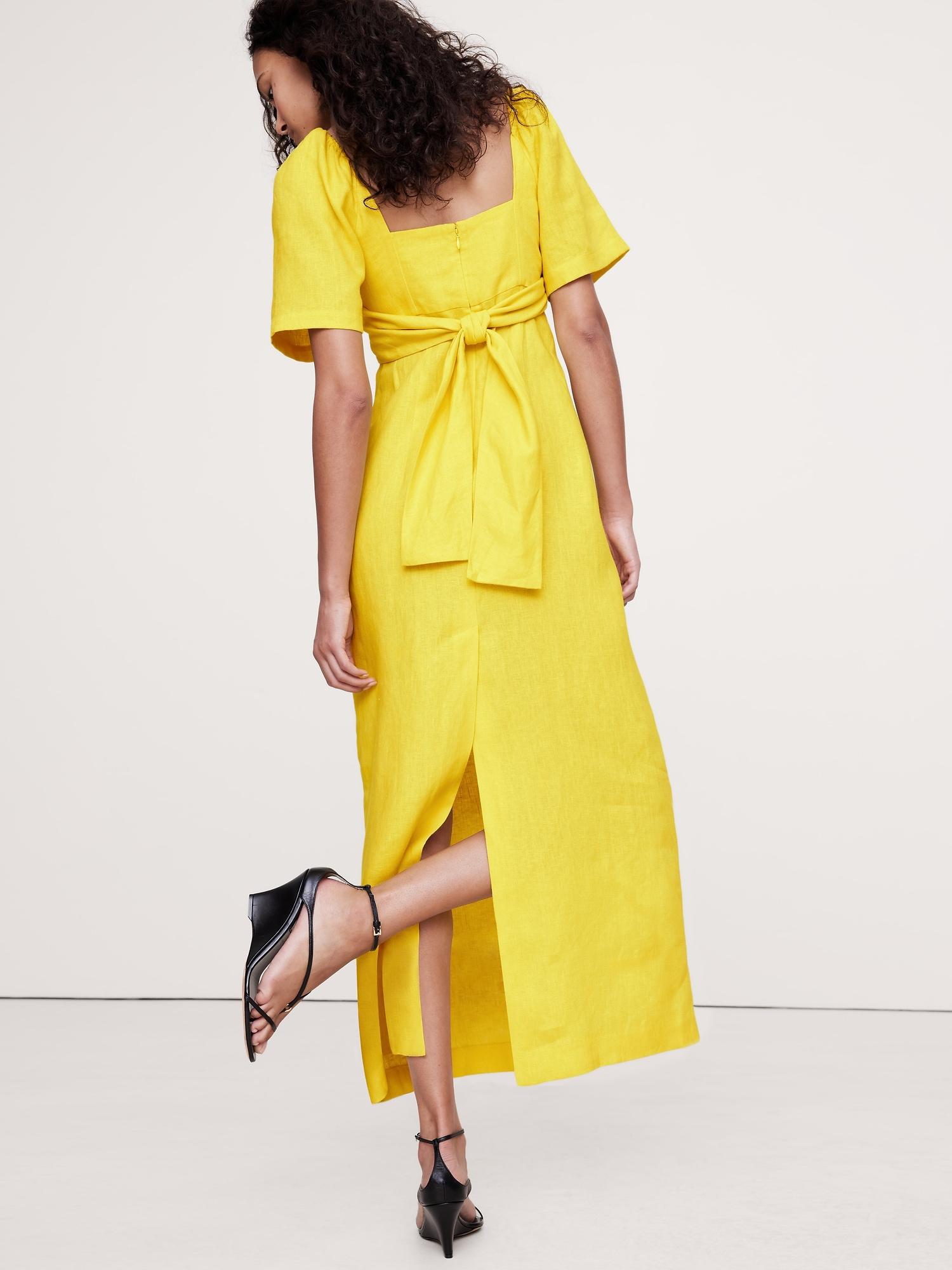 Linen Sweetheart Long Midi Dress Product Image