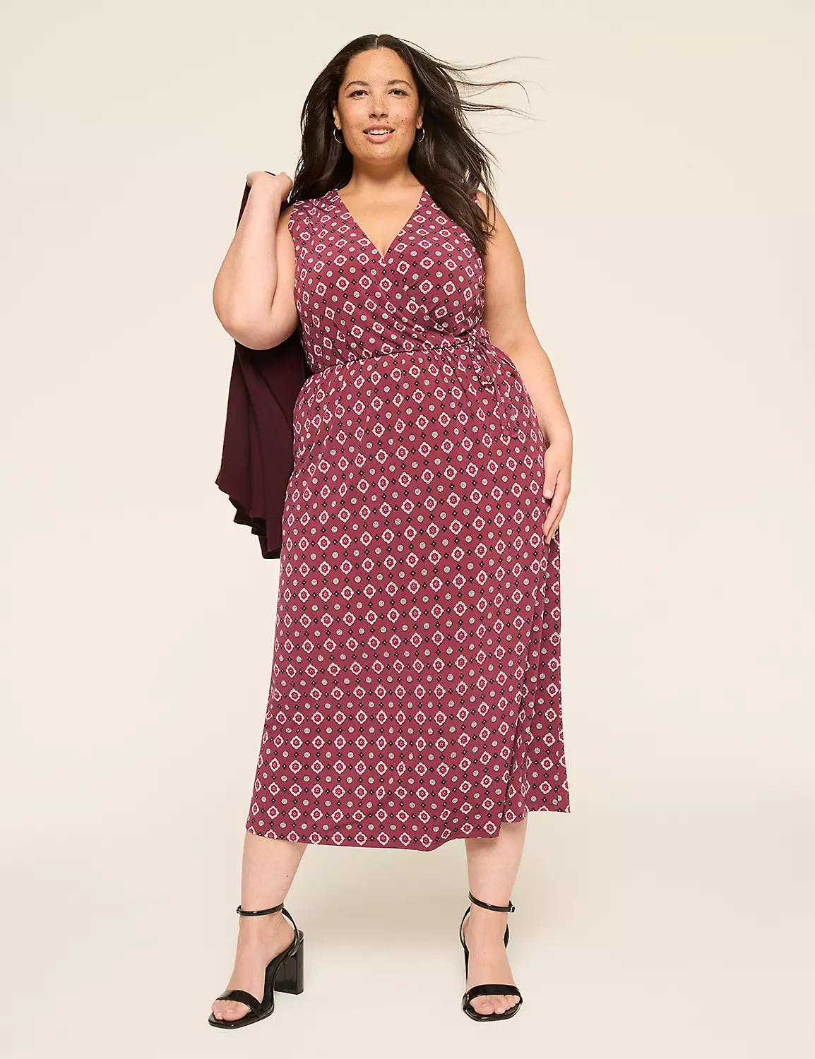 Sleeveless Faux-Wrap Jersey Dress Product Image