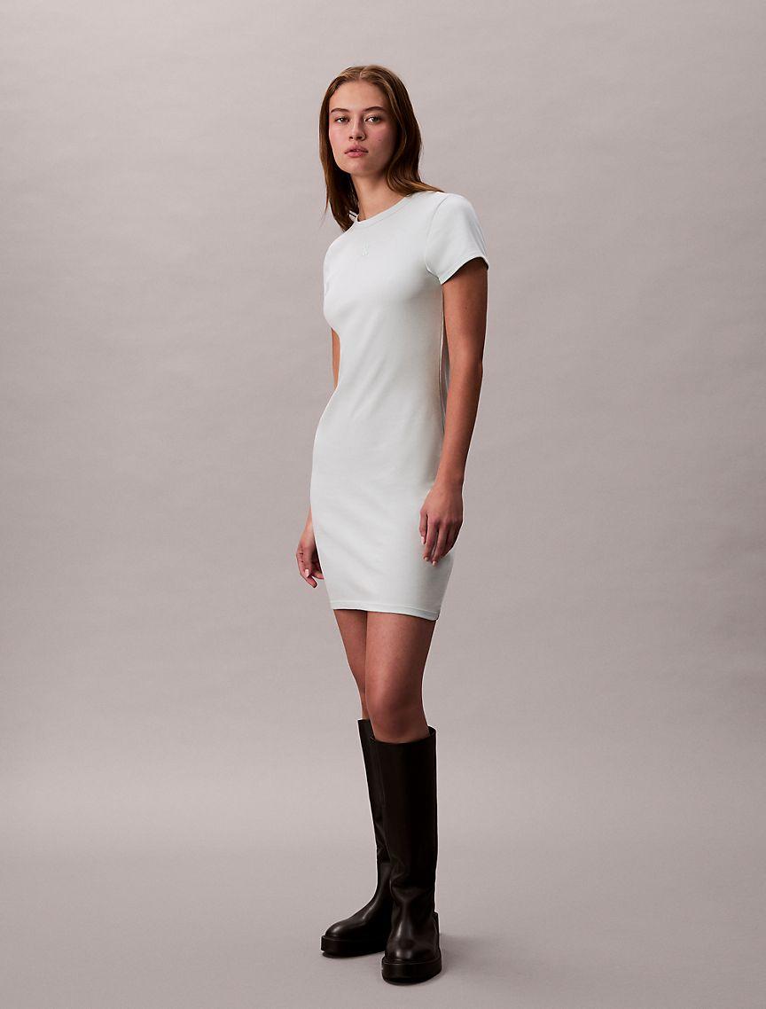 Calvin Klein Womens Cotton Contour Rib Monogram Mini Dress - Blue Product Image