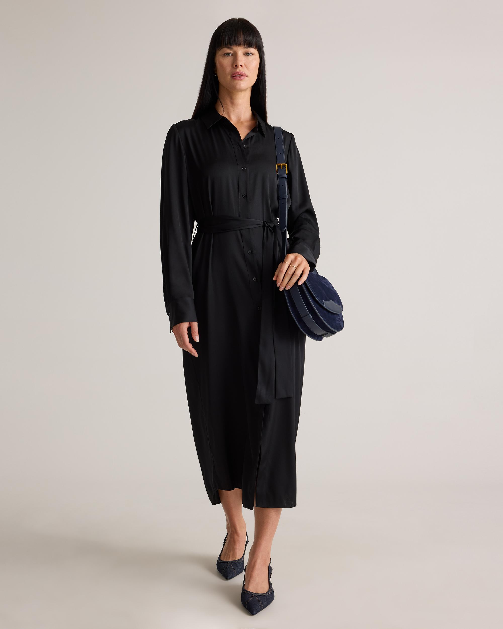 Quince | Women's Washable Stretch Silk Maxi Shirt Dress Product Image