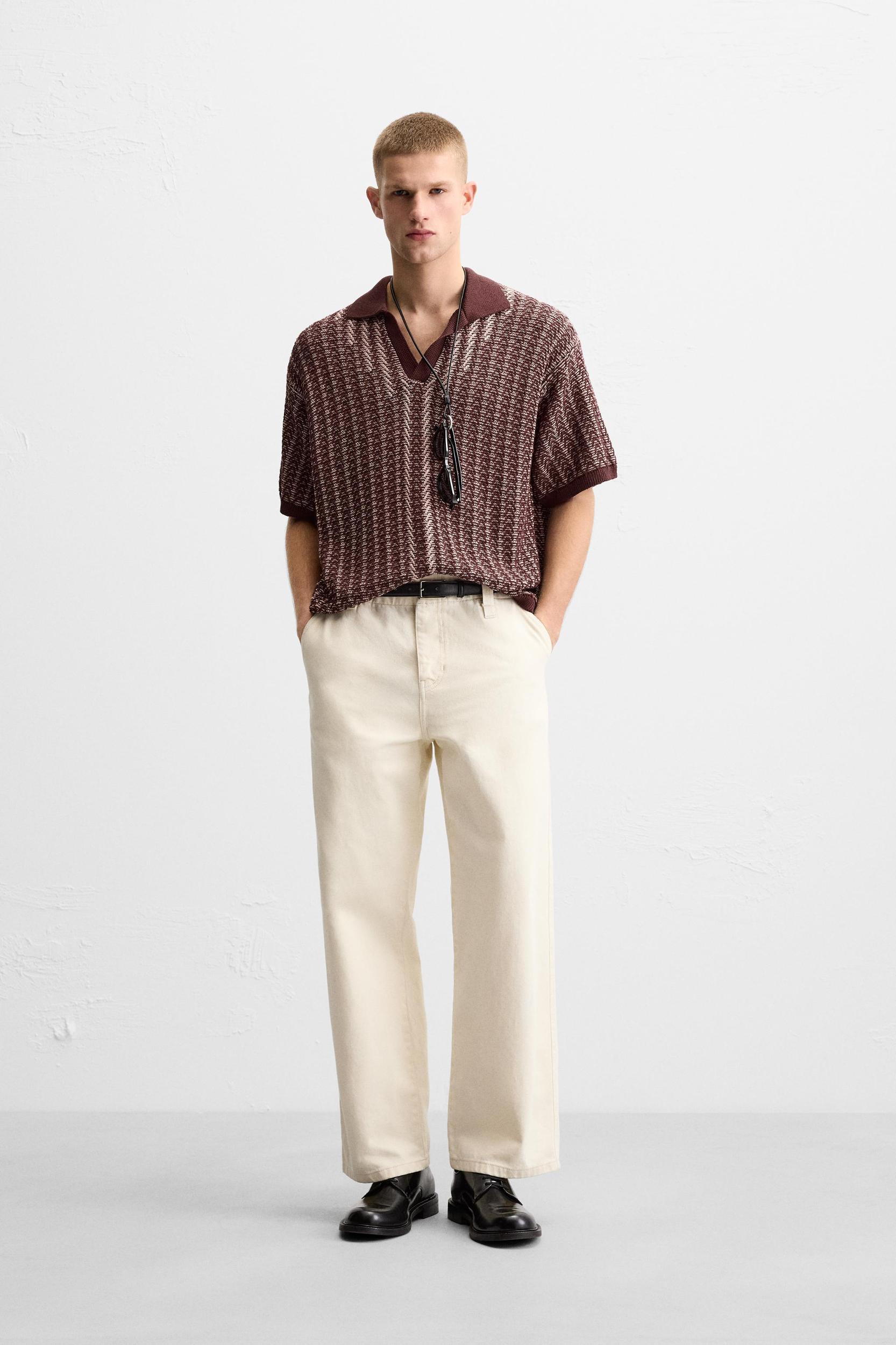 CONTRAST TEXTURED KNIT POLO Product Image