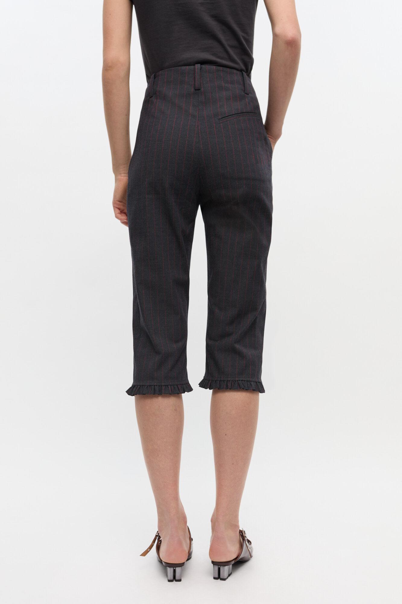 Black Pinstripe Capri Pants Product Image