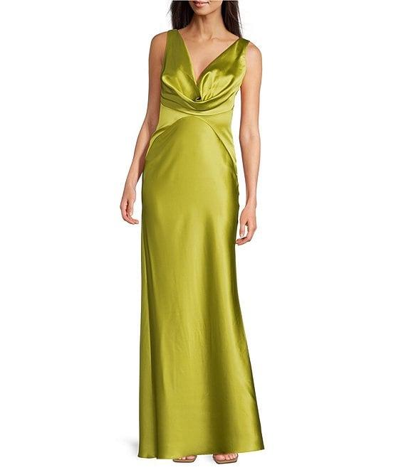 Vince Camuto Satin Cowl Neck Sleeveless Maxi Dress Product Image