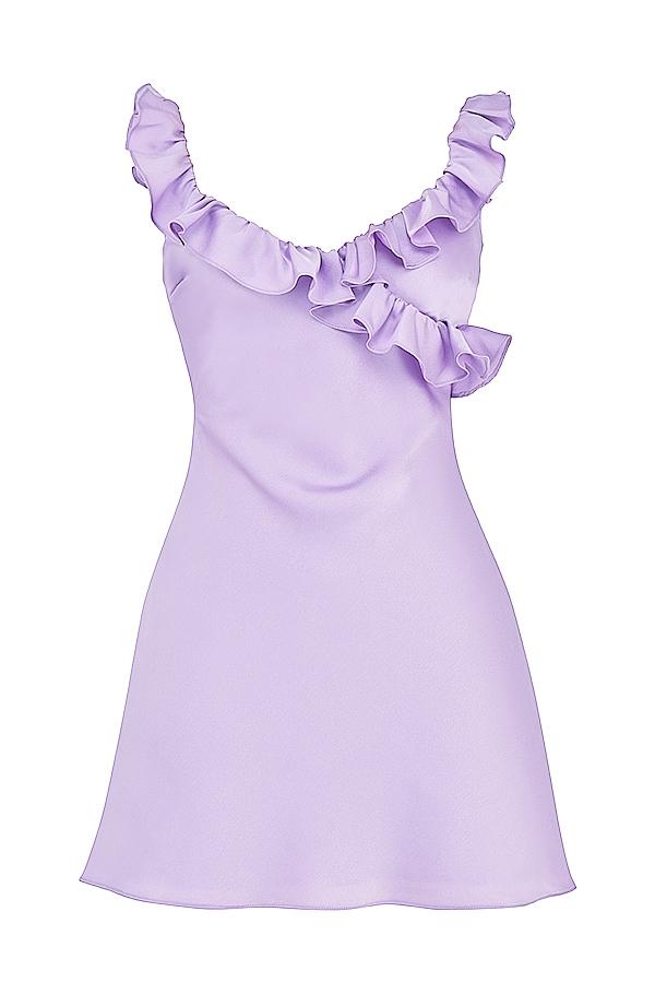 Tink  orchid satin ruffle mini dress - sale Product Image