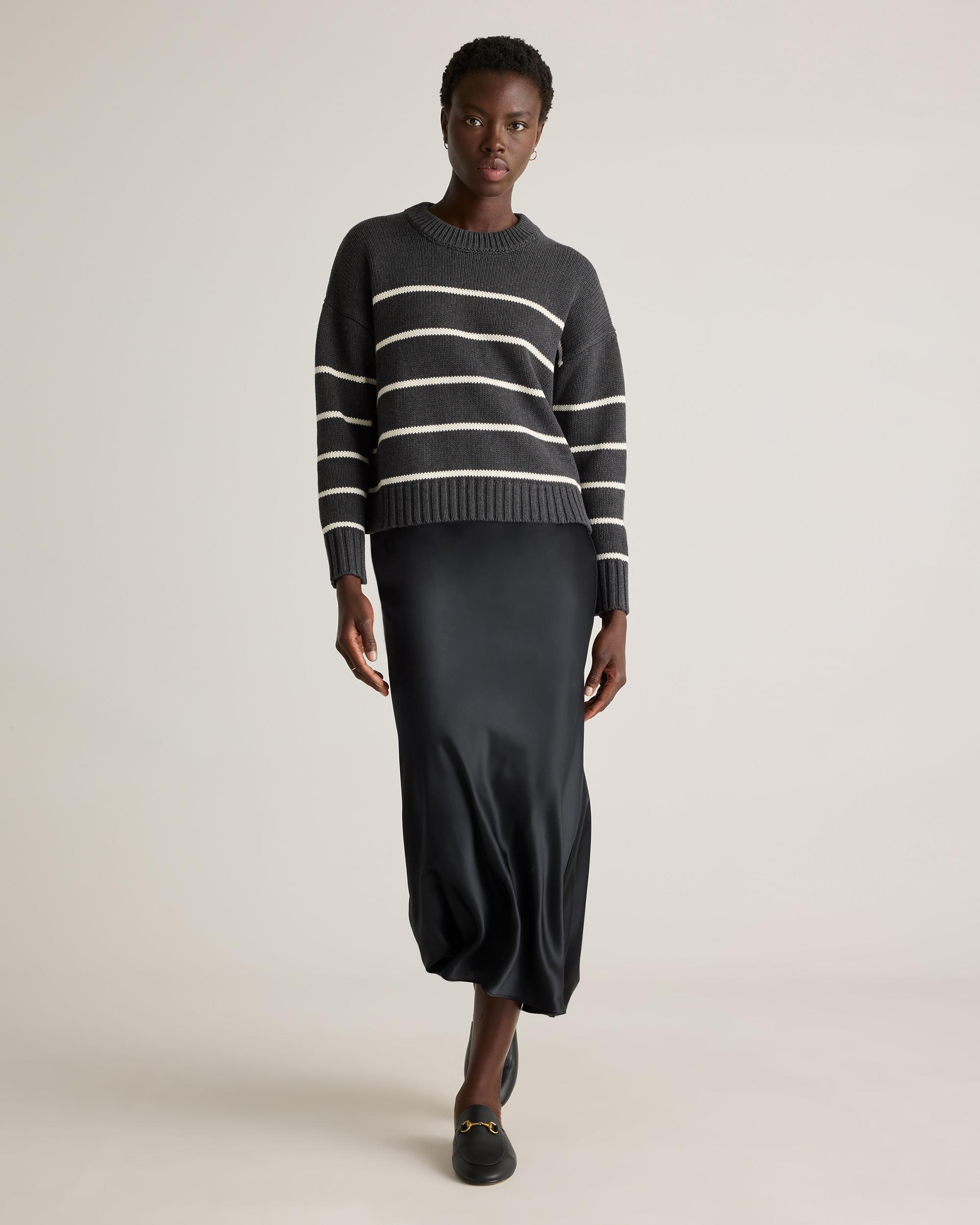 Quince | Women's Striped Crew Sweater Organic Cotton Product Image