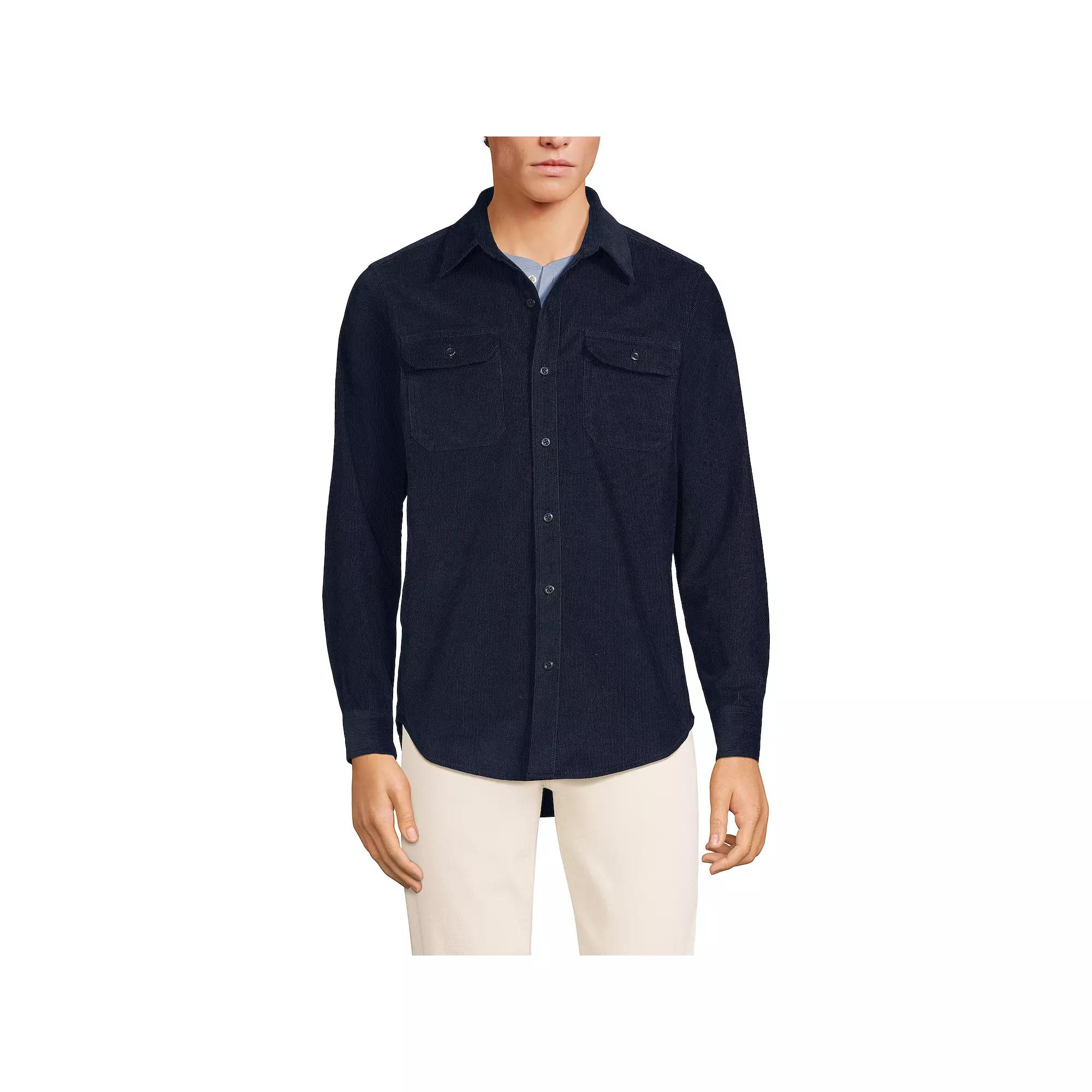 Men's Lands' End Corduroy Long Sleeve Shirt, Size: XXL, Radiant Blue Product Image
