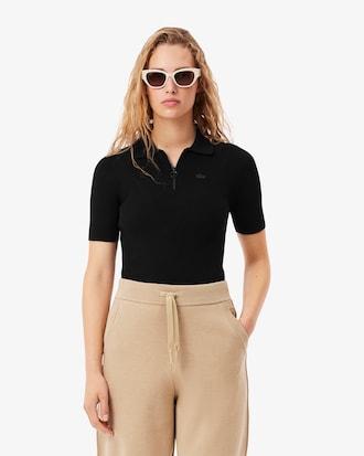 3D Ribbed Knit Polo Shirt Product Image