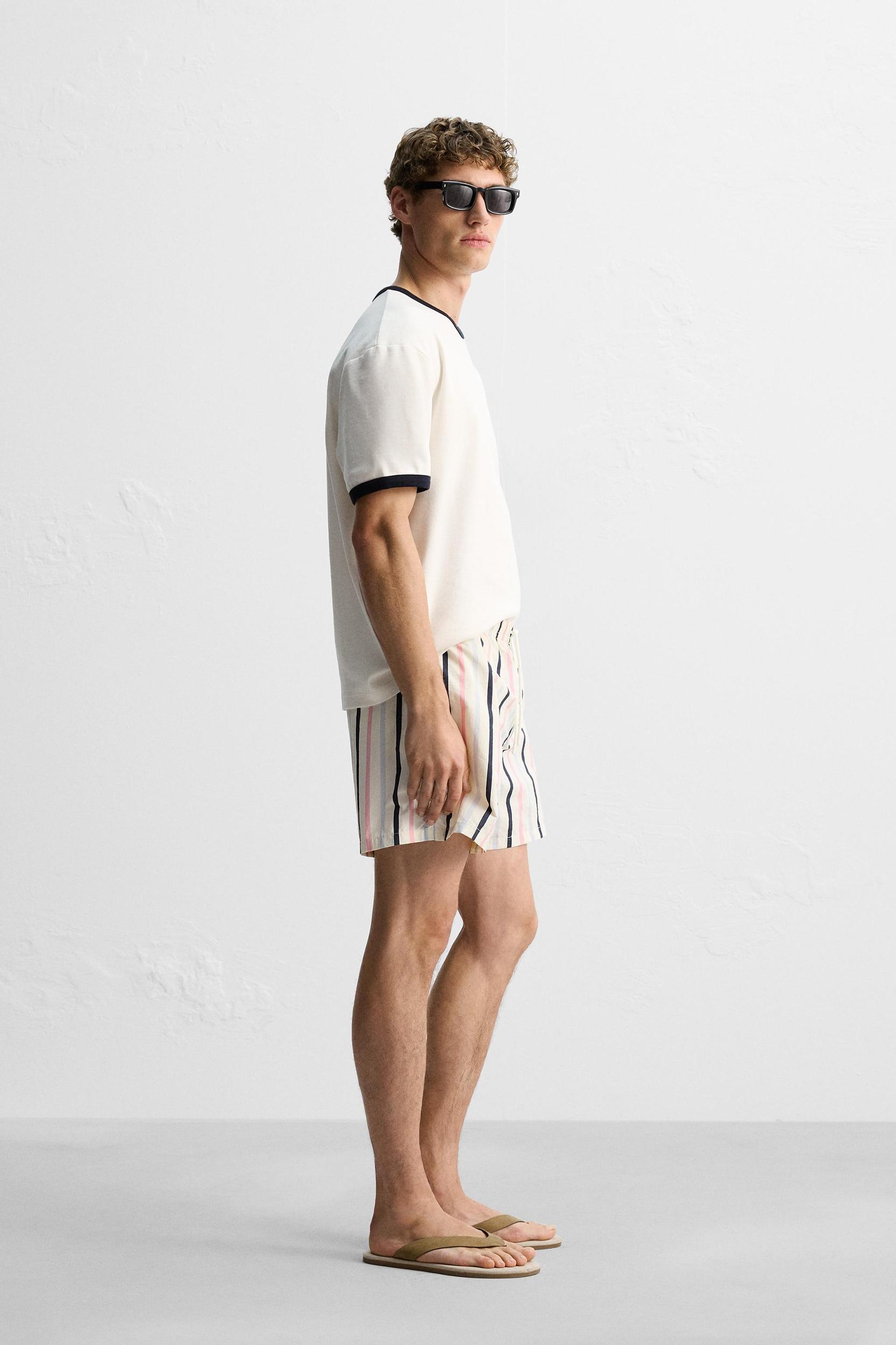 STRIPED PRINT MID-LENGTH SWIMSUIT Product Image