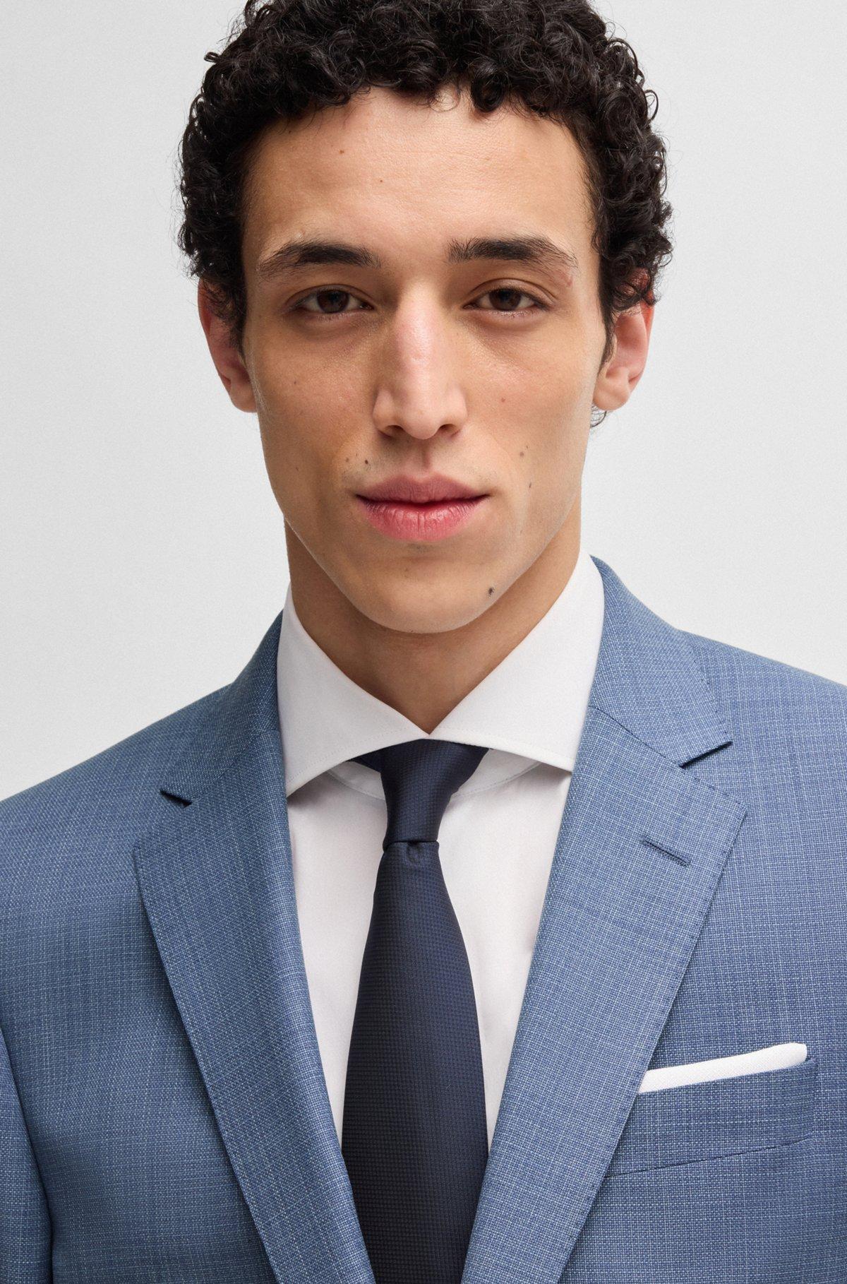 Slim-fit suit in patterned wool Product Image