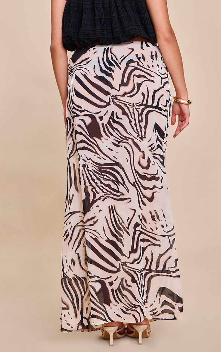 Plus Zebra Print Sheer Low Rise Maxi Skirt Product Image