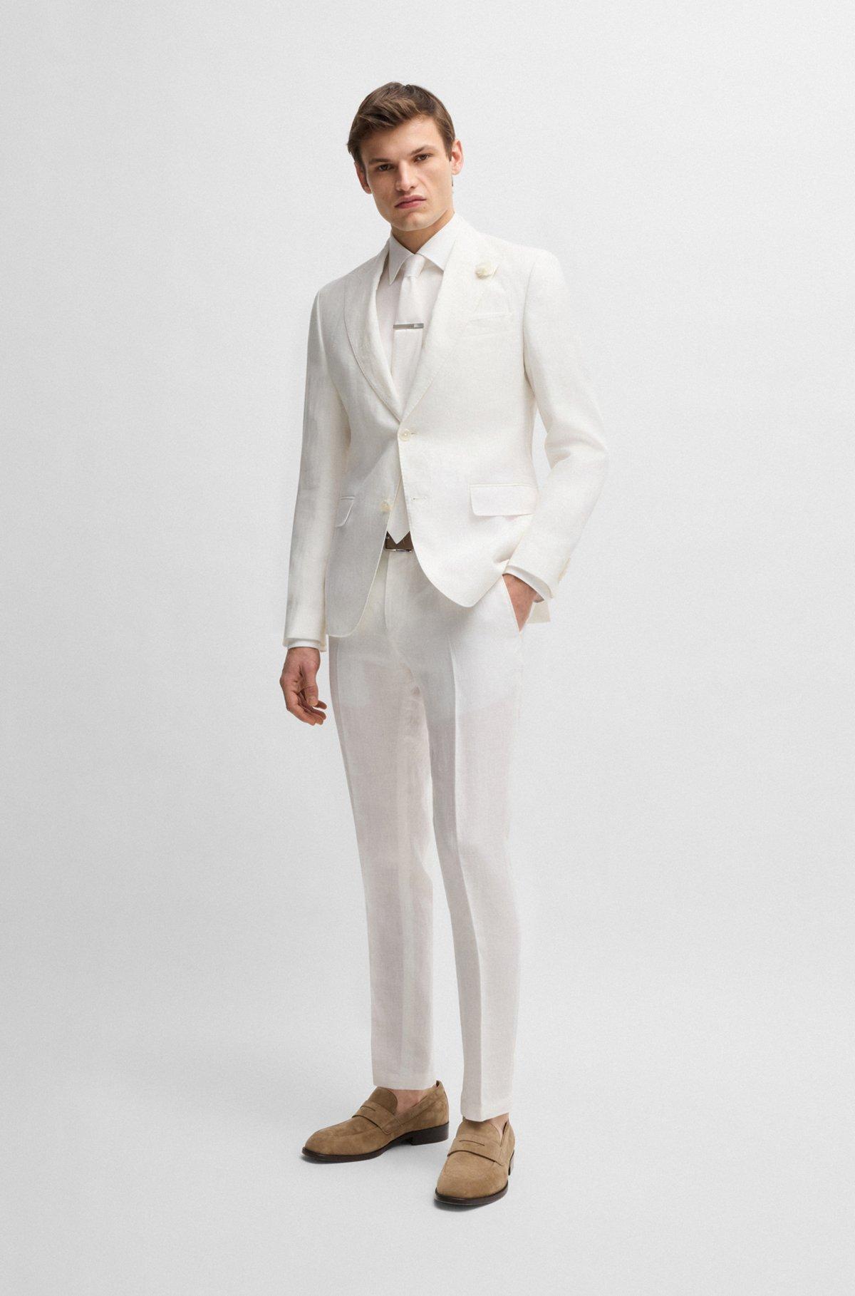 BOSS - Formal trousers in linen canvas - White Product Image