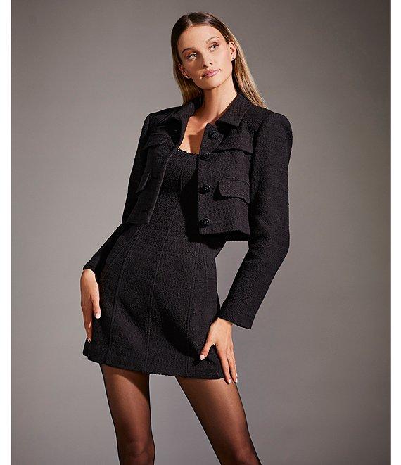 Antonio Melani Macy Tweed Pearl Detail Square Neck Sleeveless Coordinating Mini Dress Product Image