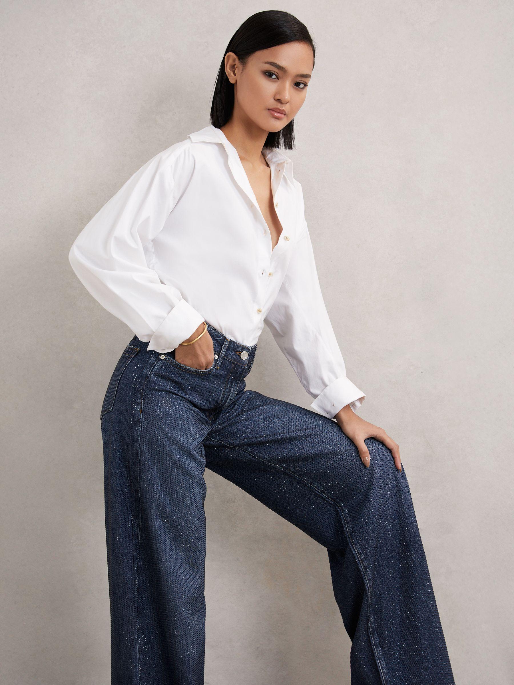 Side-Stripe Wide-Leg Check Trousers in Neutral Check Product Image